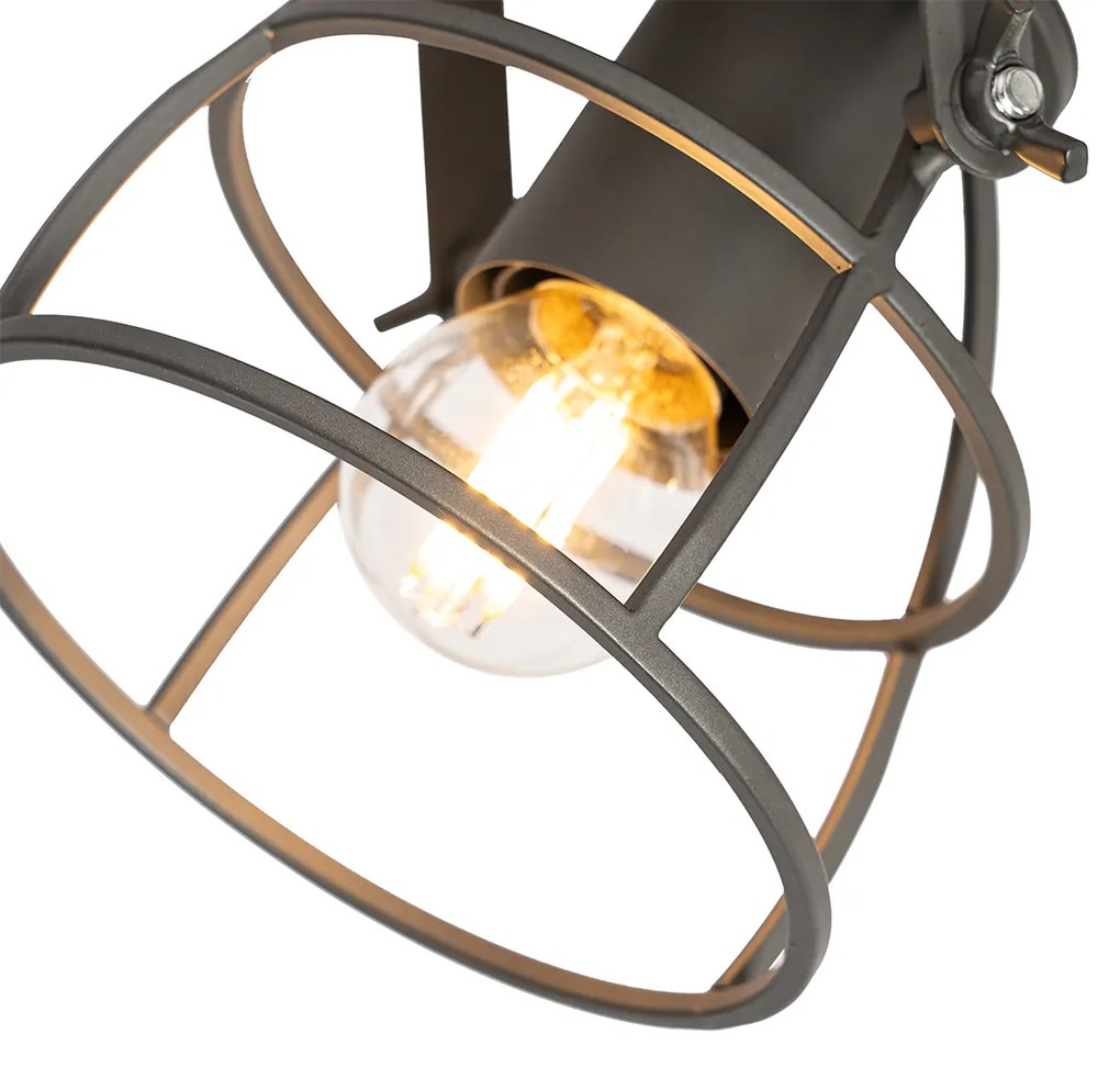 Industriële spot donkergrijs met hout verstelbaar 2-lichts - Arthur