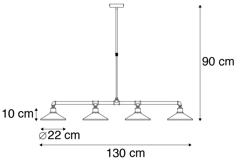 Eettafel / Eetkamer Industriële hanglamp zwart - 4 Laser Industriele / Industrie / Industrial, Klassiek / Antiek, Landelijk / Rustiek E27 rond Binnenverlichting Lamp