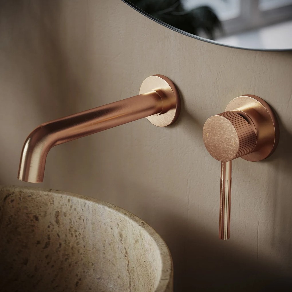 Saniclear Copper Stripes hendel voor inbouw wastafelkraan en staande badkraan (SK21437 en SK22985)