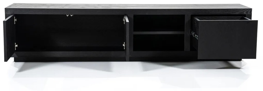 Tv-meubel Zwart Eiken 200 Cm - 200x42x45cm.