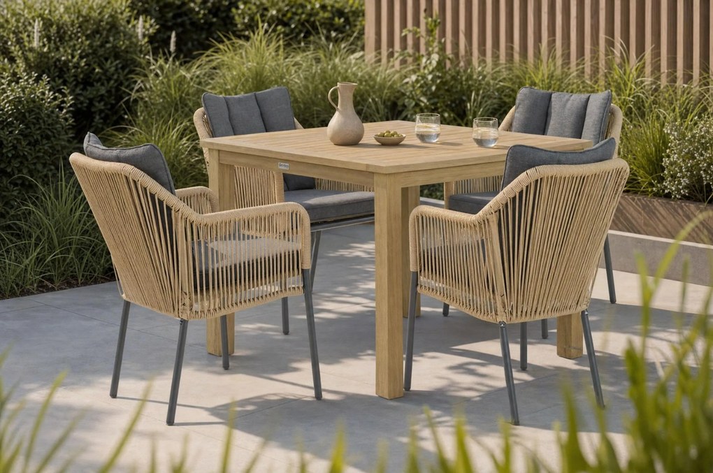 Tuinset 4 personen 90 cm Aluminium/Rope Taupe De Laan Projects