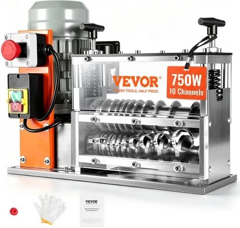 VEVOR Kabelstripmachine Elektrische kabelstripmachine van 1,5-40 mm, 750W stripmachine, snelheid van 30 m per minuut, draadstripper, veerstalen mes van 65 Mn, ideaal voor het strippen van koperdraad