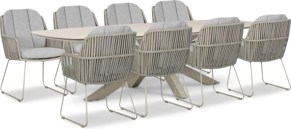 Tuinset 8 personen 300 cm Rope Taupe Domani Furniture Trivento/Voyage