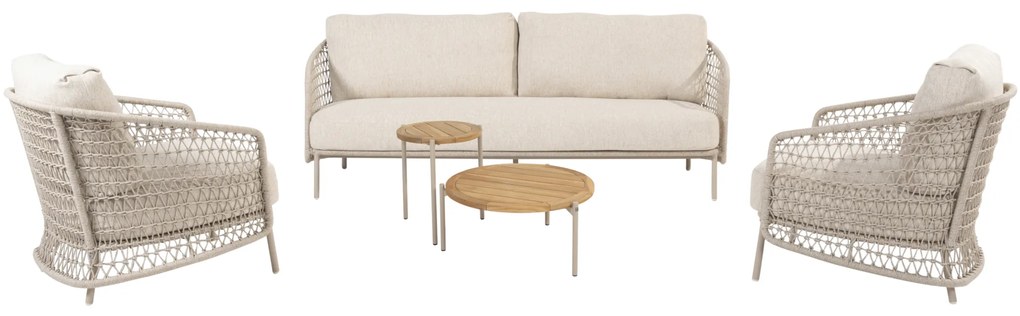 Puccini stoel bank loungeset 5 delig teak latte 4 Seasons Outdoor