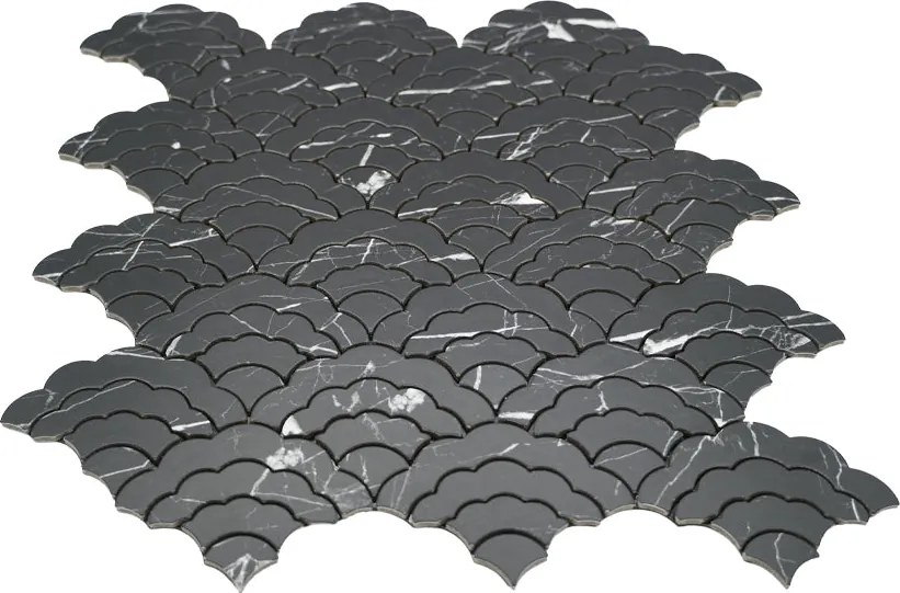 Zelfklevende Mozaïektegels Metaal | Waaier Zwart | 26,8×28,1 cm | Keuken, Bad & WC