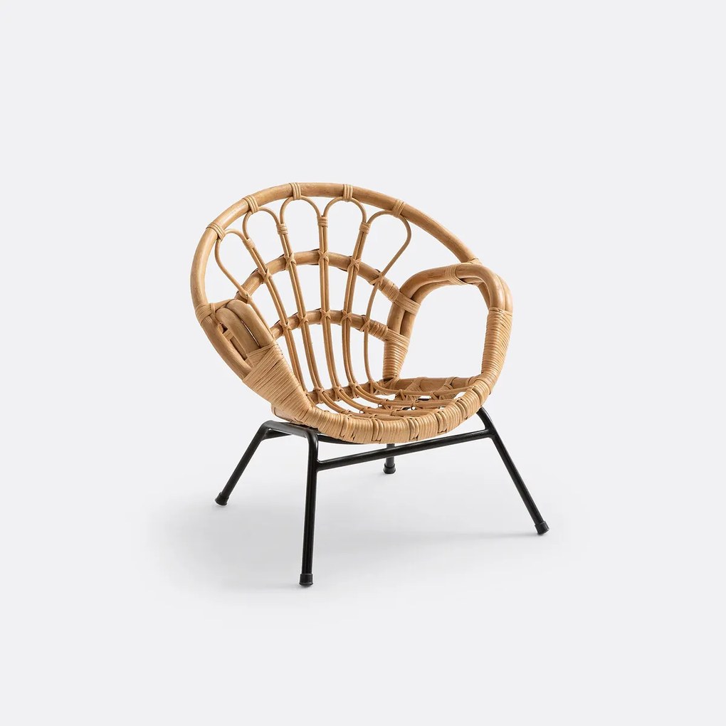 Kinder fauteuil vintage in rotan, Malu