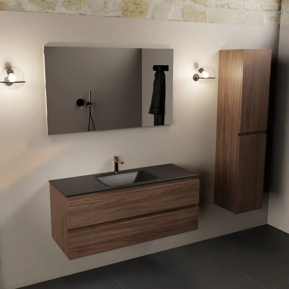 Mondiaz Aivy badmeubel 120cm mocha met wastafel solid surface urban midden 1 kraangat en spiegel