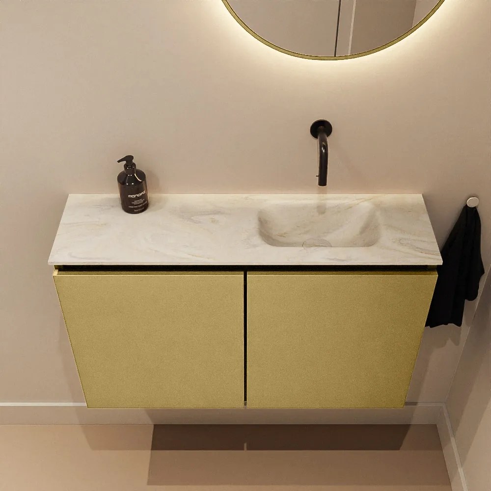 Mondiaz Ture DLux toiletmeubel 80cm oro met wastafel ostra rechts zonder kraangat