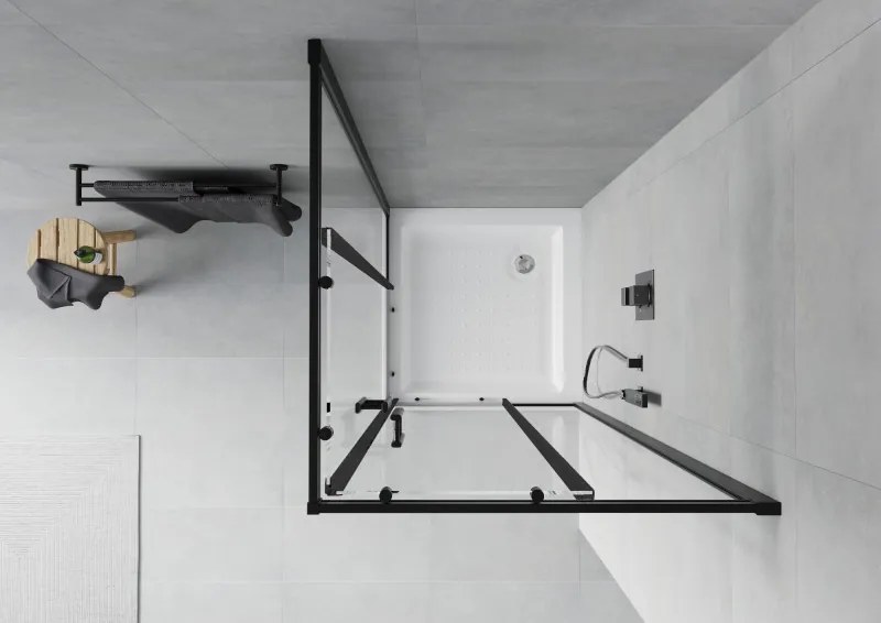 Mexen Rio vierkante douchecabine 80 x 80 cm, transparant, zwart + douchebak, wit - 860-080-080-70-00-4510