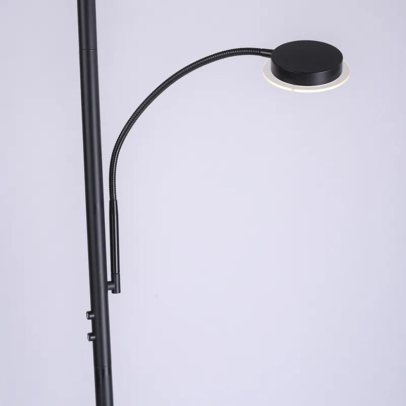 Design vloerlamp met dimmer zwart met leesarm incl. LED - Hanz Design Binnenverlichting Lamp