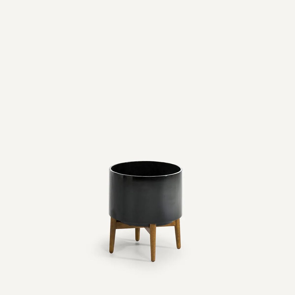 Bloempot op poot in hevea, H42cm, Florian