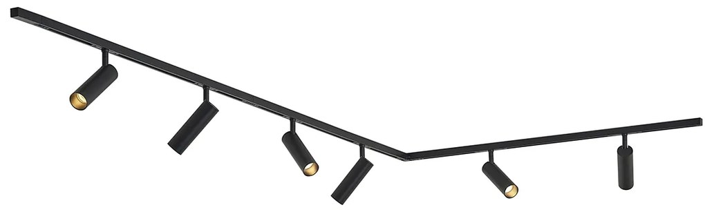 Modern railsysteem met 6 Spot / Opbouwspot / Plafondspots zwart 1-fase - Slimline Uzzy Modern GU10 Binnenverlichting Lamp