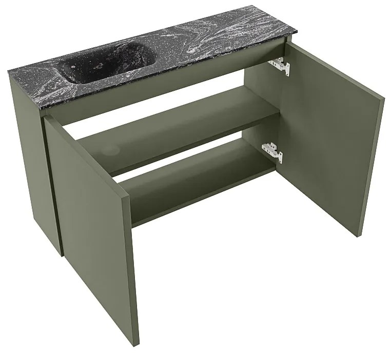 Mondiaz Ture DLux toiletmeubel 80cm army met wastafel lava links met kraangat