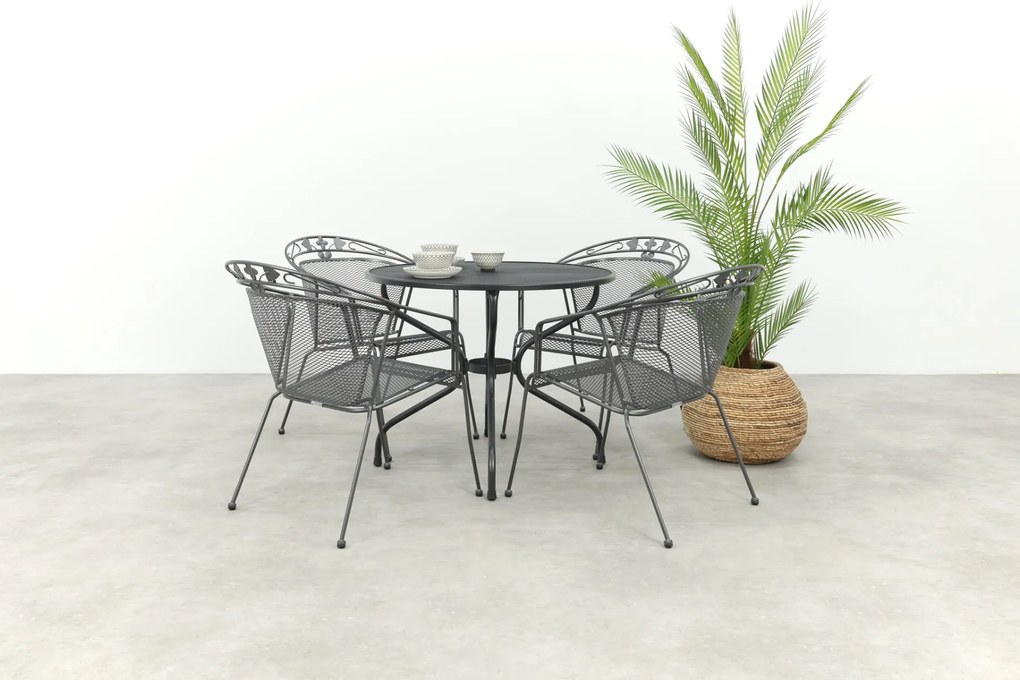 Royal Garden Elegance ronde stapelbare tuinset strekmetaal Ø90 cm.