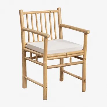 Set Van 2 Tuinstoelen Met Armleuningen Van Senia Bamboe Bamboe & Gardenia Wit - Sklum