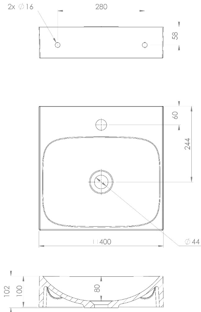 Sapho Emona Compact wastafelmeubel 55cm eiken met witte wastafel