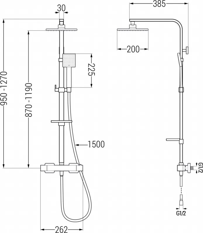 Mexen CQ45 opbouw doucheset met regendouche en thermostatische kraan, goud - 772504595-50