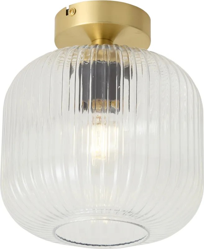 Art Deco plafondlamp messing met helder glas - Karel