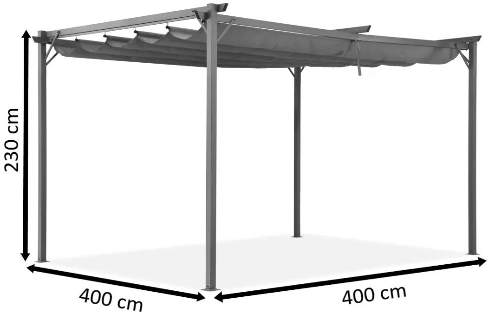 La Palma 4x4m witte terraspergola met Garden Point gordijnen