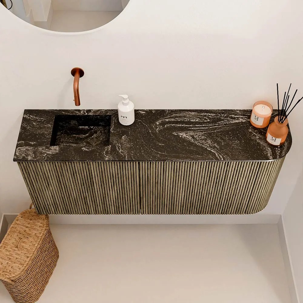 Mondiaz Joya DLux 100cm toiletmeubel ronding rechts dusk met wastafel faye links zonder kraangat lava