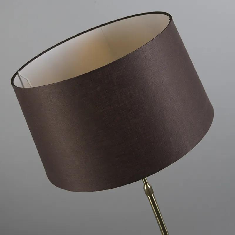 Vloerlamp goud/messing met kap bruin 45 cm verstelbaar - Parte Design, Modern E27 rond Binnenverlichting Lamp