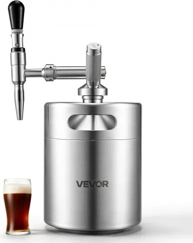 VEVOR Nitro Cold Brew Koffiekan 4L, Roestvrijstalen Koffiemaker met Kraan, Koffiekan voor Thuisgebruik, Draagbare Koffiekan met Dispenser en Overdrukventiel, Geschikt voor Koffieliefhebbers