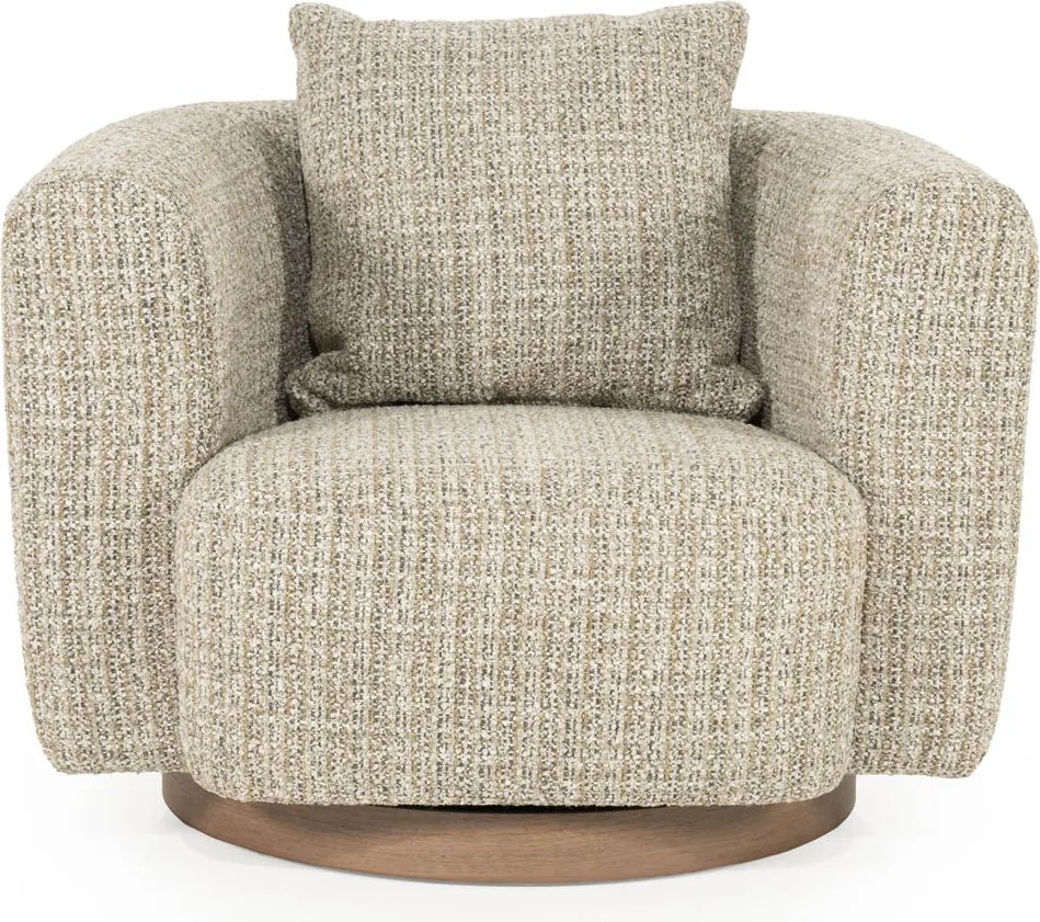 Draaibare Fauteuil Taupe Met Walnoot Hout
