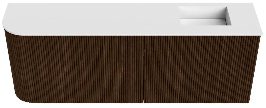 Mondiaz Joya 110cm toiletmeubel ronding links walnut met wastafel faye rechts 1 kraangat talc