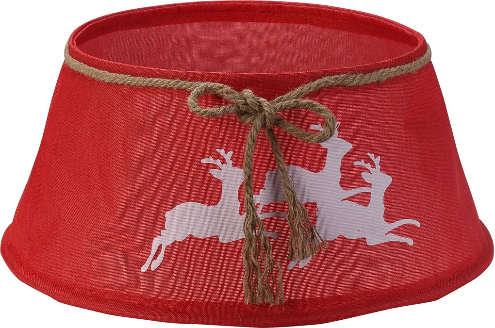 Famiflora kerstboomvoet Hoes Rood met Rendieren - Diameter 56 x 25 cm (boven diameter 38,5 cm)– Feestelijke Afdekkap – Sierlijke Kerstafwerking voor Boomvoet