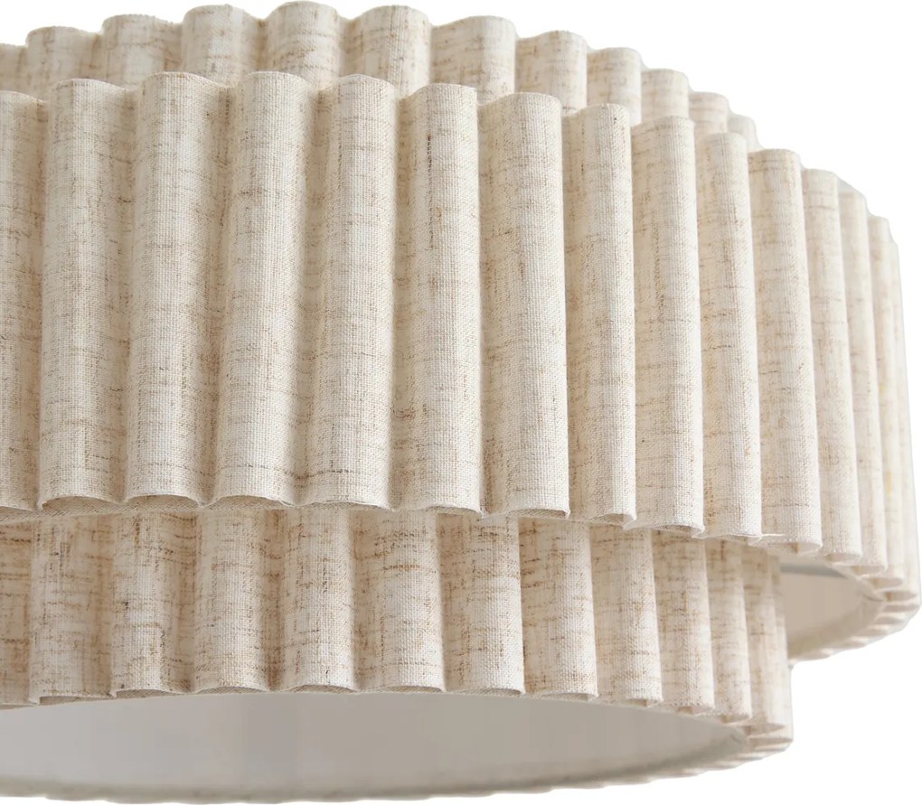 Japandi lampenkap van beige linnen 35/35/18 - Scalloped