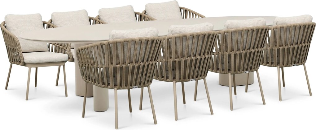 Tuinset 8 personen 300 cm Rope Zand/Beige Coco Elara/Weave
