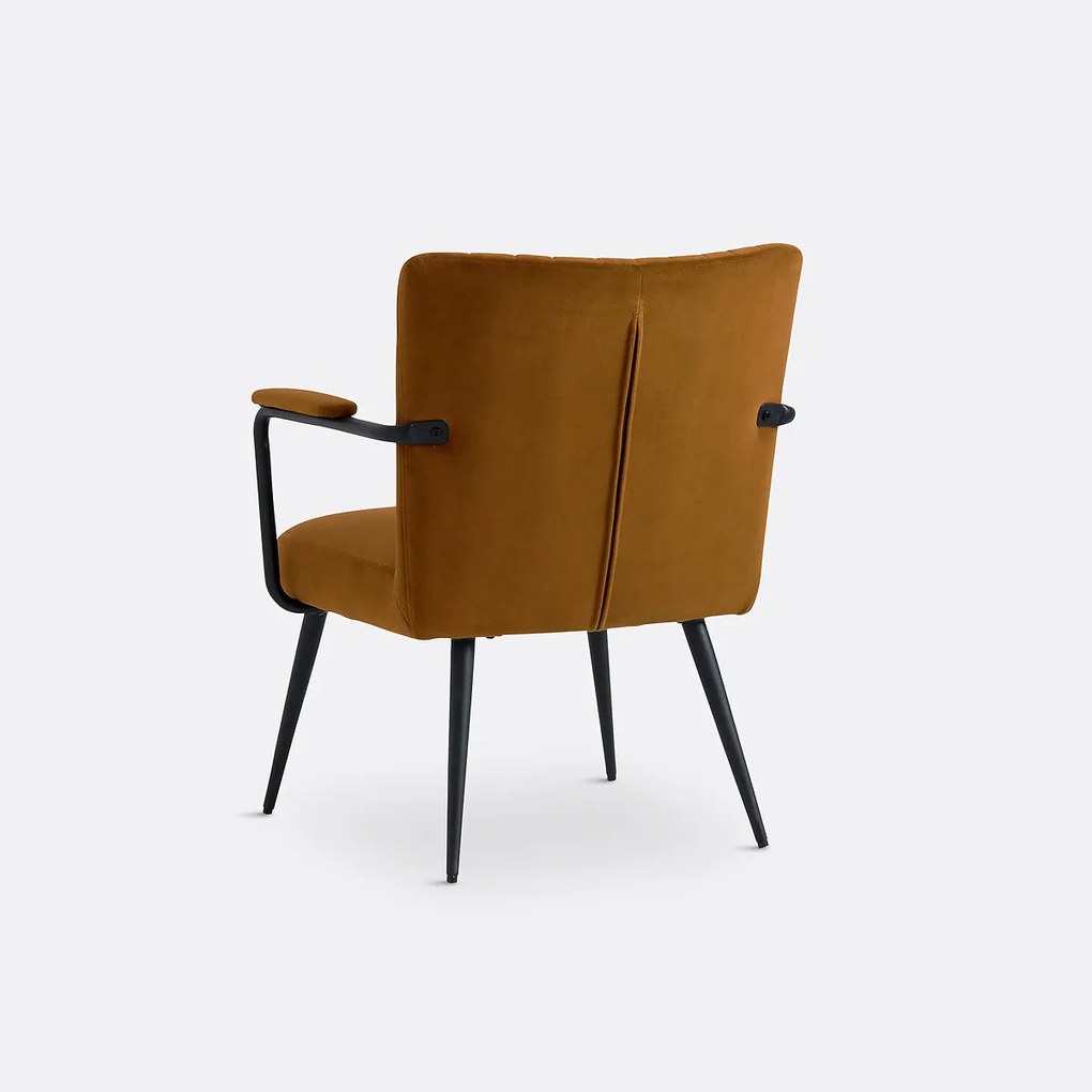 Vintage fauteuil in fluweel, met armleuningen, Ronda