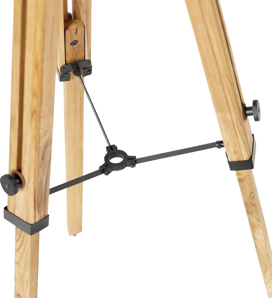 Tripod studiospot vloerlamp zwart met hout - Shiny