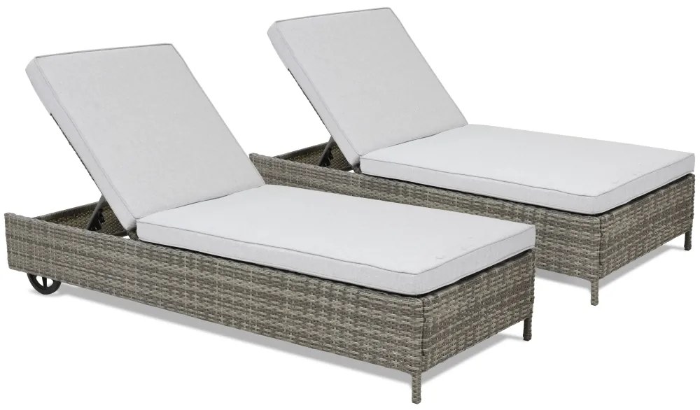 Set van twee kunststof rotan ligbedden Tobago Garden Point grijs