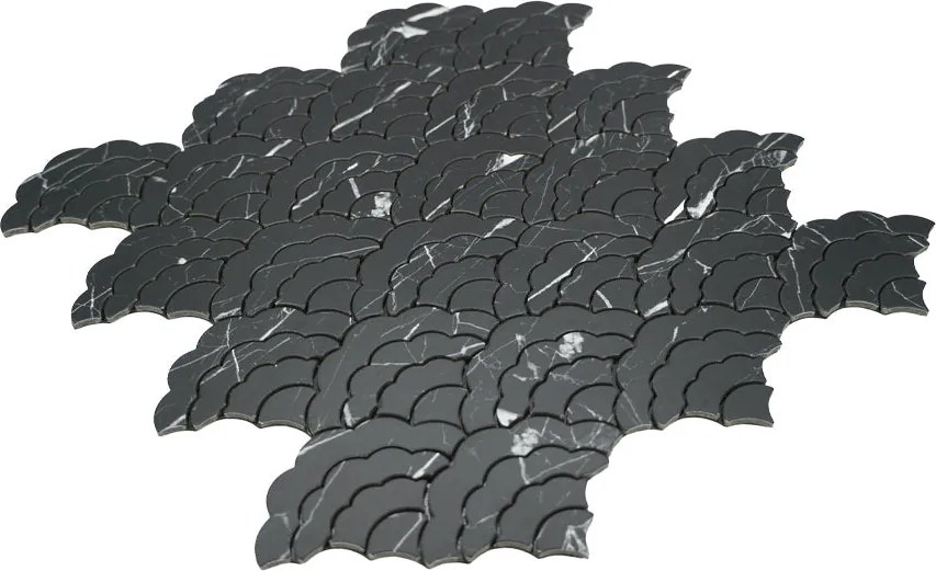 Zelfklevende Mozaïektegels Metaal | Waaier Zwart | 26,8×28,1 cm | Keuken, Bad & WC