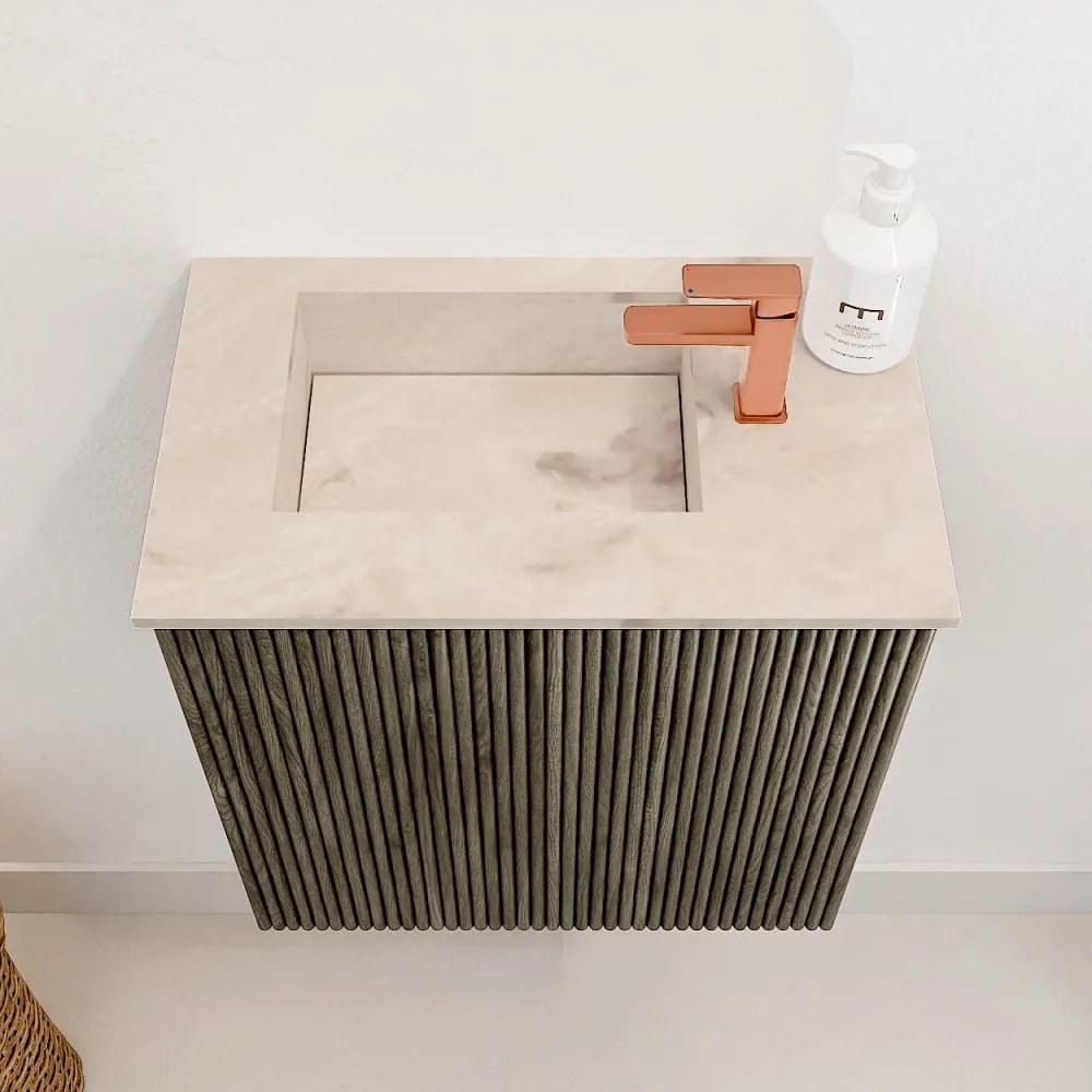Mondiaz Joya DLux 40cm toiletmeubel shadow met wastafel faye links 1 kraangat frappe