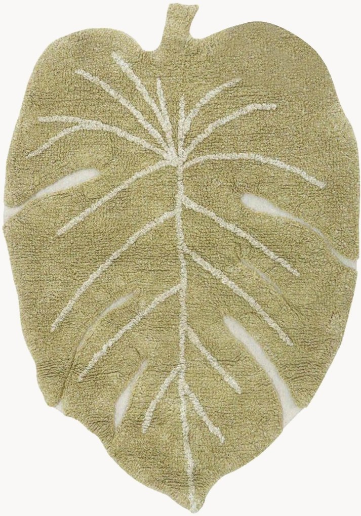 Handgeweven wasbaar kindervloerkleed Mini Monstera met een hoog-laag effect