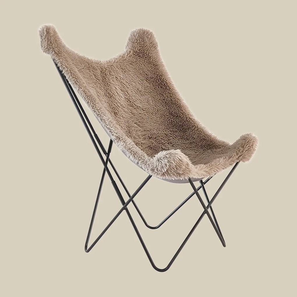 Vlinderstoel Taupe Bont