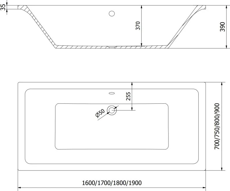 Mexen Cube rechthoekig bad 160 x 70 cm met ombouw, wit - 55051607000X
