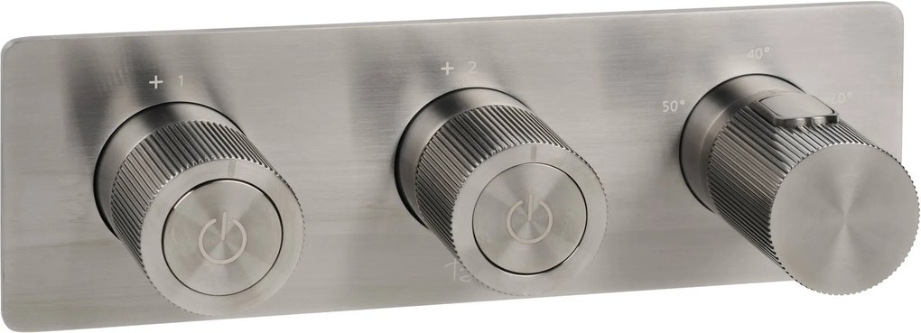 Ben Engraved Line thermostaat afbouwdeel met omstelrichting gunmetal pvd