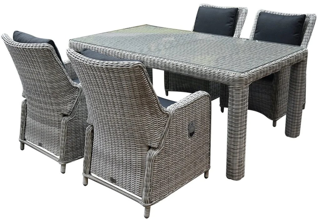 Bilbao Bergamo dining tuinset 180x100xH75 cm verstelbaar wit