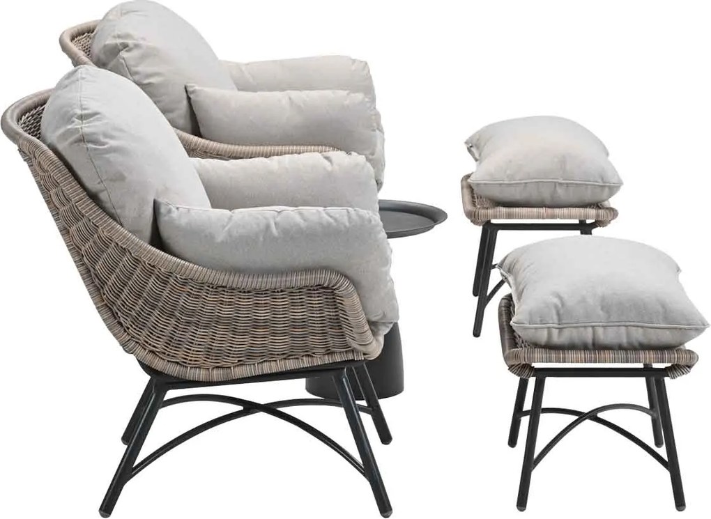 Garden Impressions Selene loungestoelen vintage willow - Mati bijzettafel Ø50x48 cm
