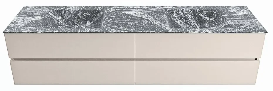 Mondiaz Vica DLux badmeubel 200cm linen 4 lades met wastafel lava dubbel zonder kraangat