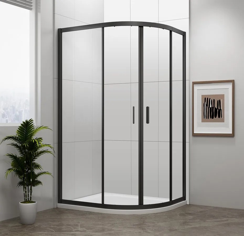 Polysan Easy Black kwartronde douchecabine 120x90cm zwart mat