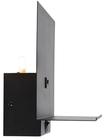 Moderne wandlamp zwart incl. USB-aansluiting - Flero