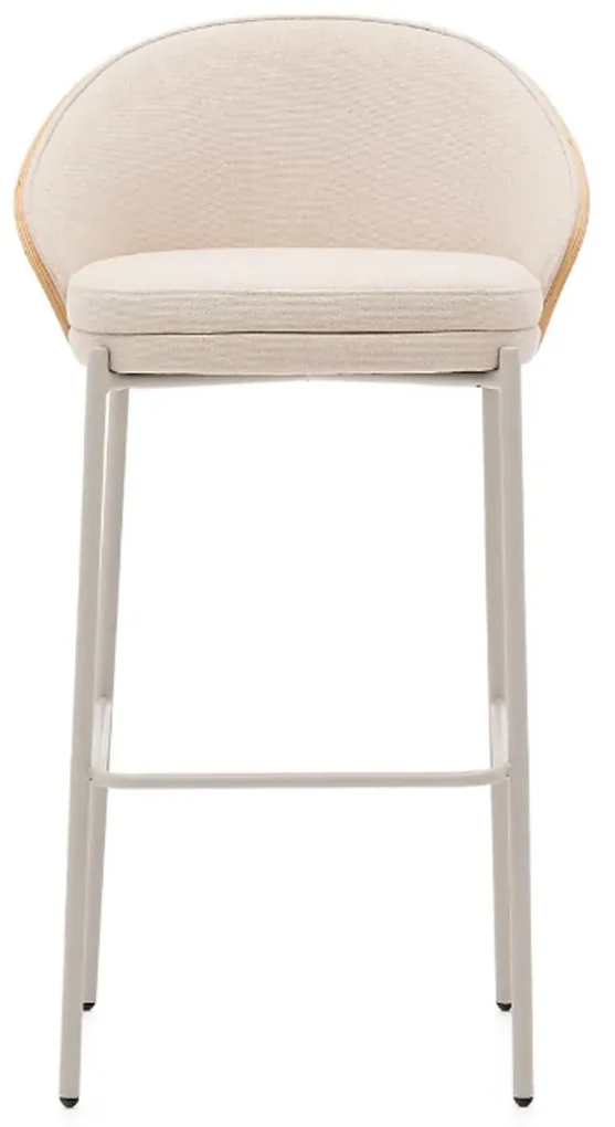 Kave Home Eamy Hoge Barkruk Met Houten Rugleuning Naturel/beige
