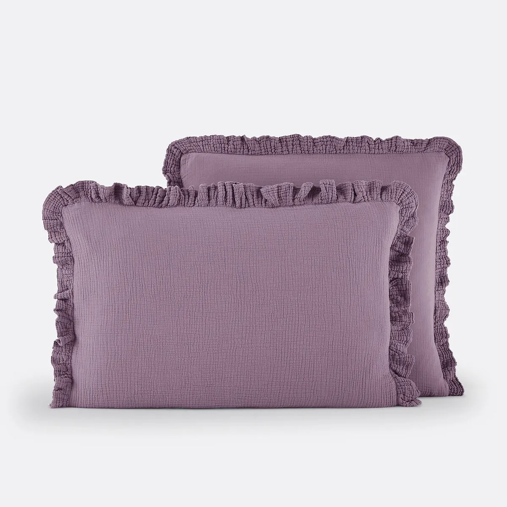 Effen kussensloop in tetra, met volant, Kumla