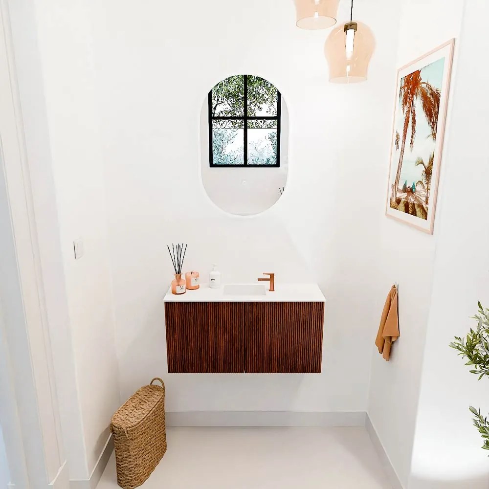 Mondiaz Joya 80cm toiletmeubel ruby met wastafel faye midden 1 kraangat talc