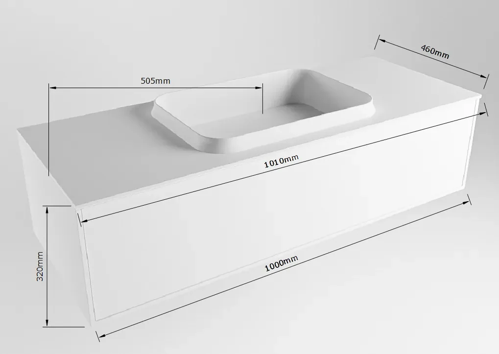 Mondiaz Erin 100cm badmeubel Underlayment met 1 lade en witte wastafel midden zonder kraangaten