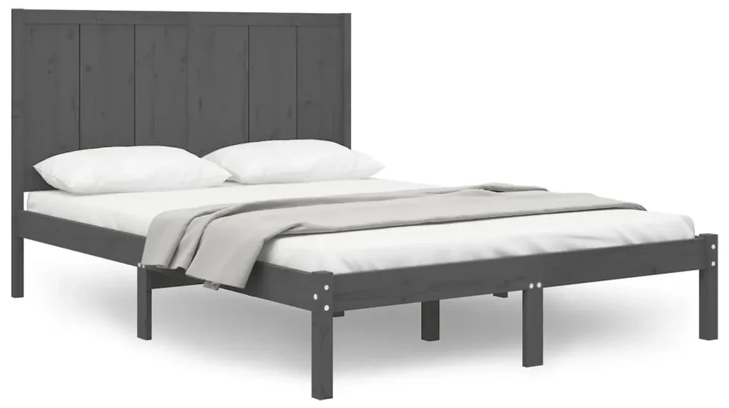 vidaXL Bedframe massief grenenhout grijs 140x200 cm